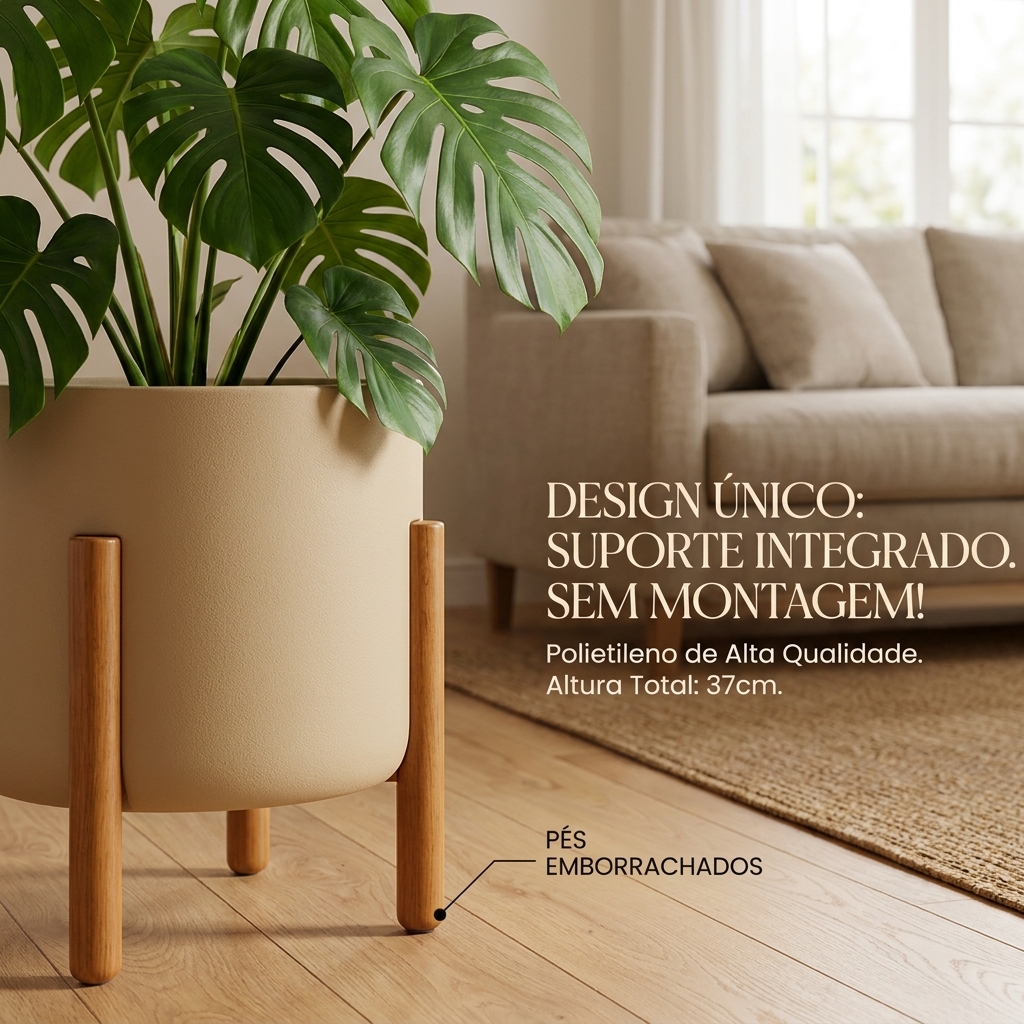 aso Para Plantas Com Suporte De Madeira Decoração Casa Sal — foto 1