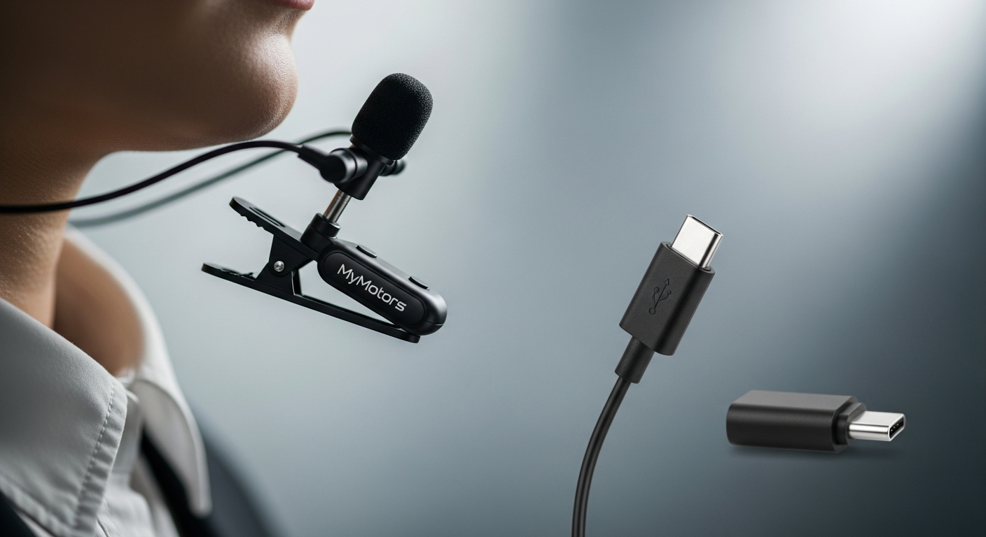 Uso seguro de Microfone Lapela Mymotors Preto Sem Fio Tipo C