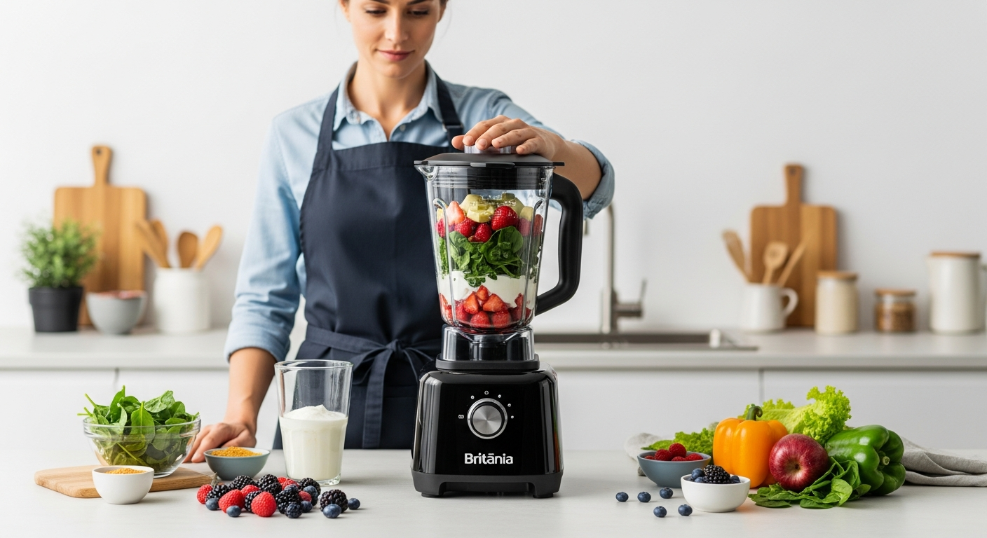 Profissional usando Liquidificador Britânia 2.6l Diamante 1100 Preto