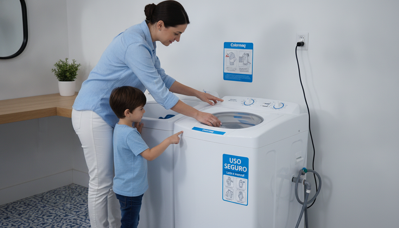 Uso seguro de Lavadora Semiautomática Lcs 10kg Branca Colormaq 110v Branco