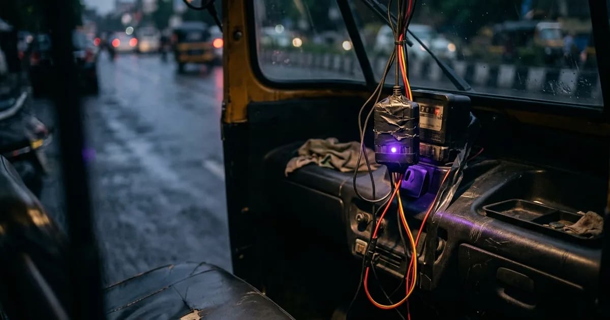 An AIS-140 compliant GPS tracker being checked for VAHAN connectivity, a key step for fleet compliance in India.