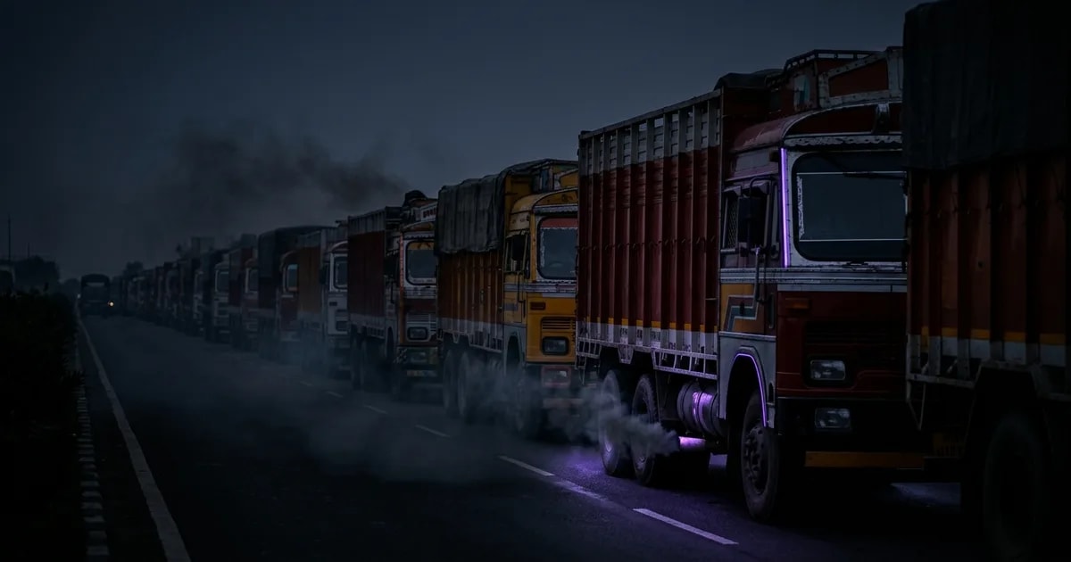 A fleet manager uses a single dashboard on a tablet to monitor trucks on a map of India.