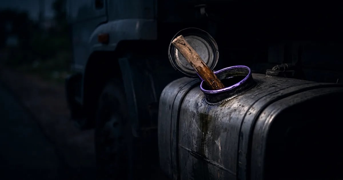 A split image showing a technician installing an external fuel sensor by drilling into a tank versus a simple OBD device plugging into a truck's port.