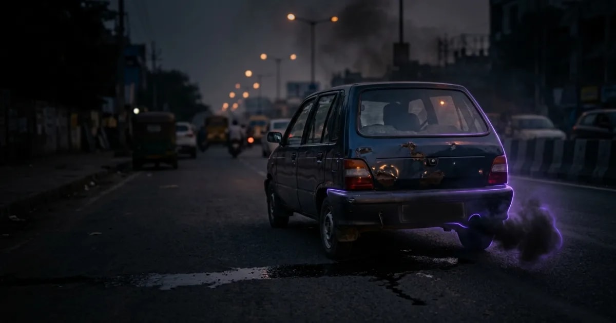 A plug-and-play OBD2 tracker for a car in India being held in a hand before being plugged into a vehicle's port