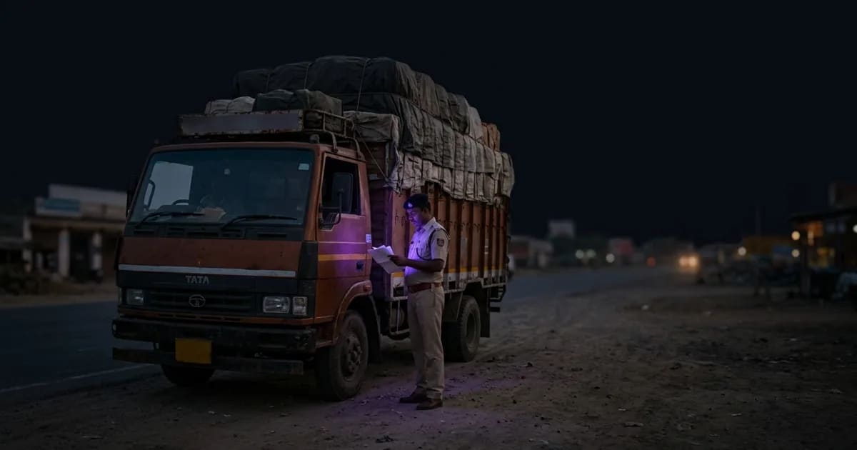 A fleet manager using a laptop to verify RC book online via the Vahan portal
