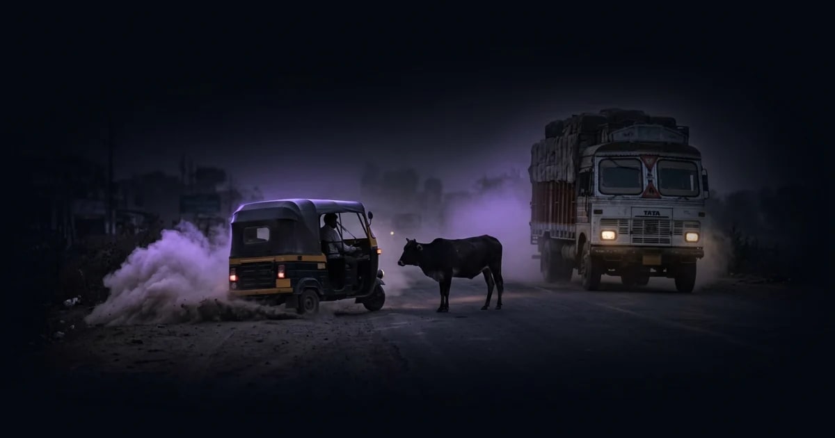 An AI camera inside a truck cabin detecting a driver using a mobile phone