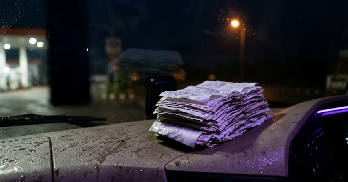 A truck driver uses a mobile app to get an electronic proof of delivery signature in India