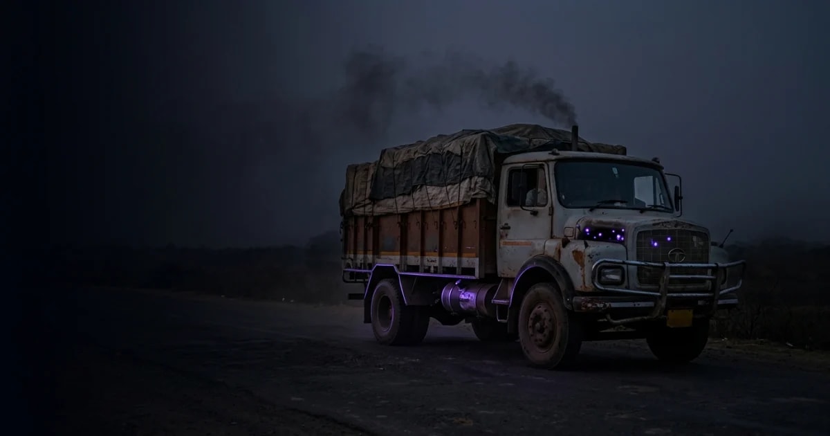 An OBD2 scanner plugged into a truck's diagnostic port with data showing on a tablet
