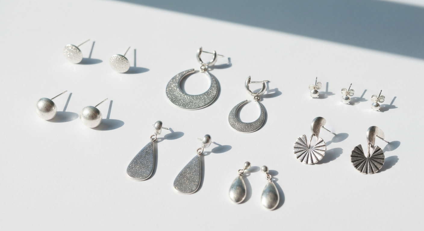 Silver earrings collection for women and girls - hoops, drops, studs and oxidised designs