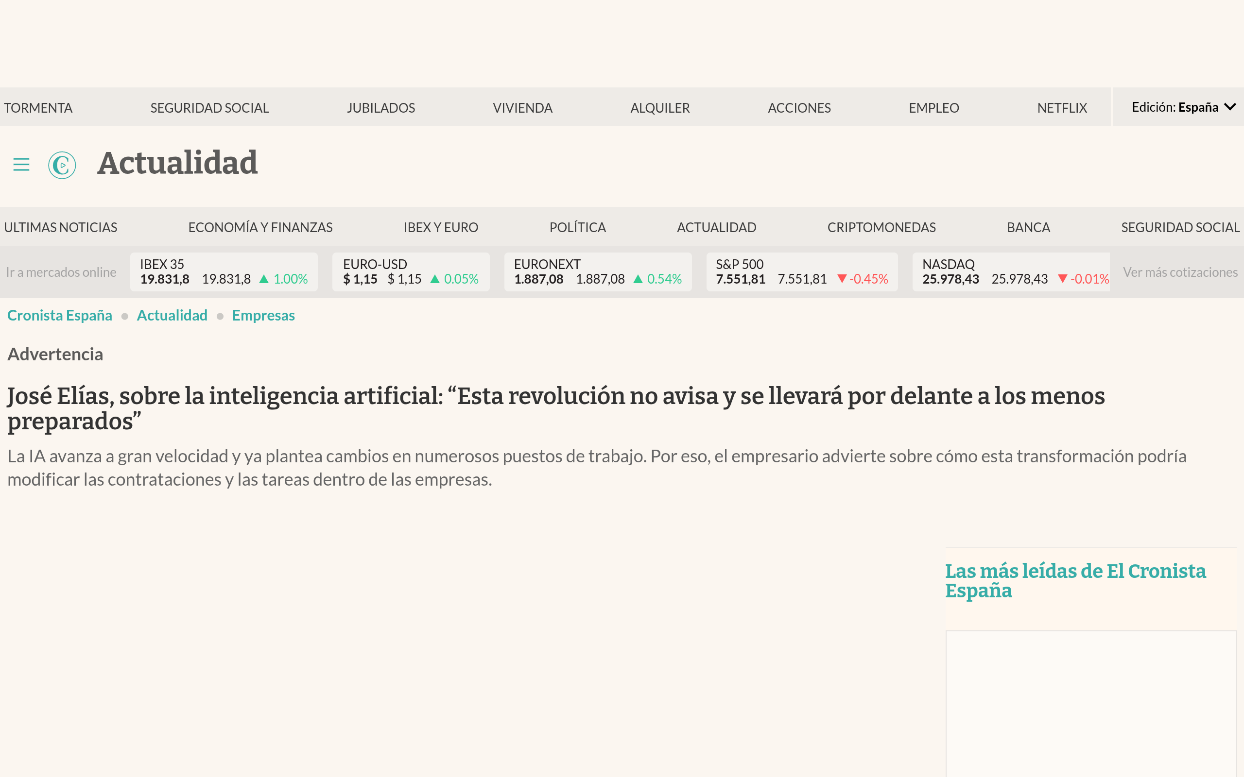 IA: José Elías advierte que la revolución ya está acá y no hay tiempo que perder