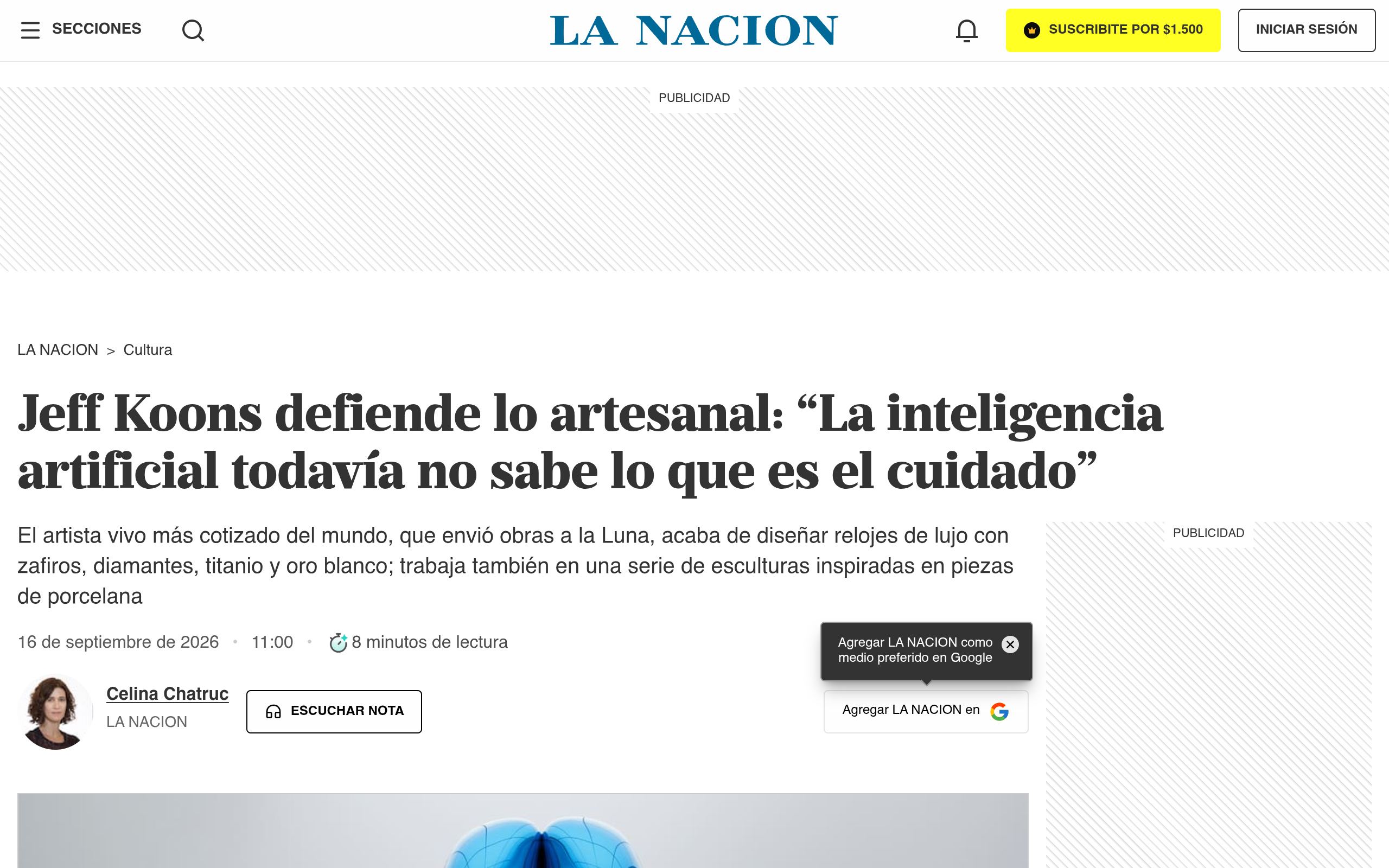 Jeff Koons desafía a la IA: ¿Puede una máquina aprender lo que es el 'cuidado' artesanal?