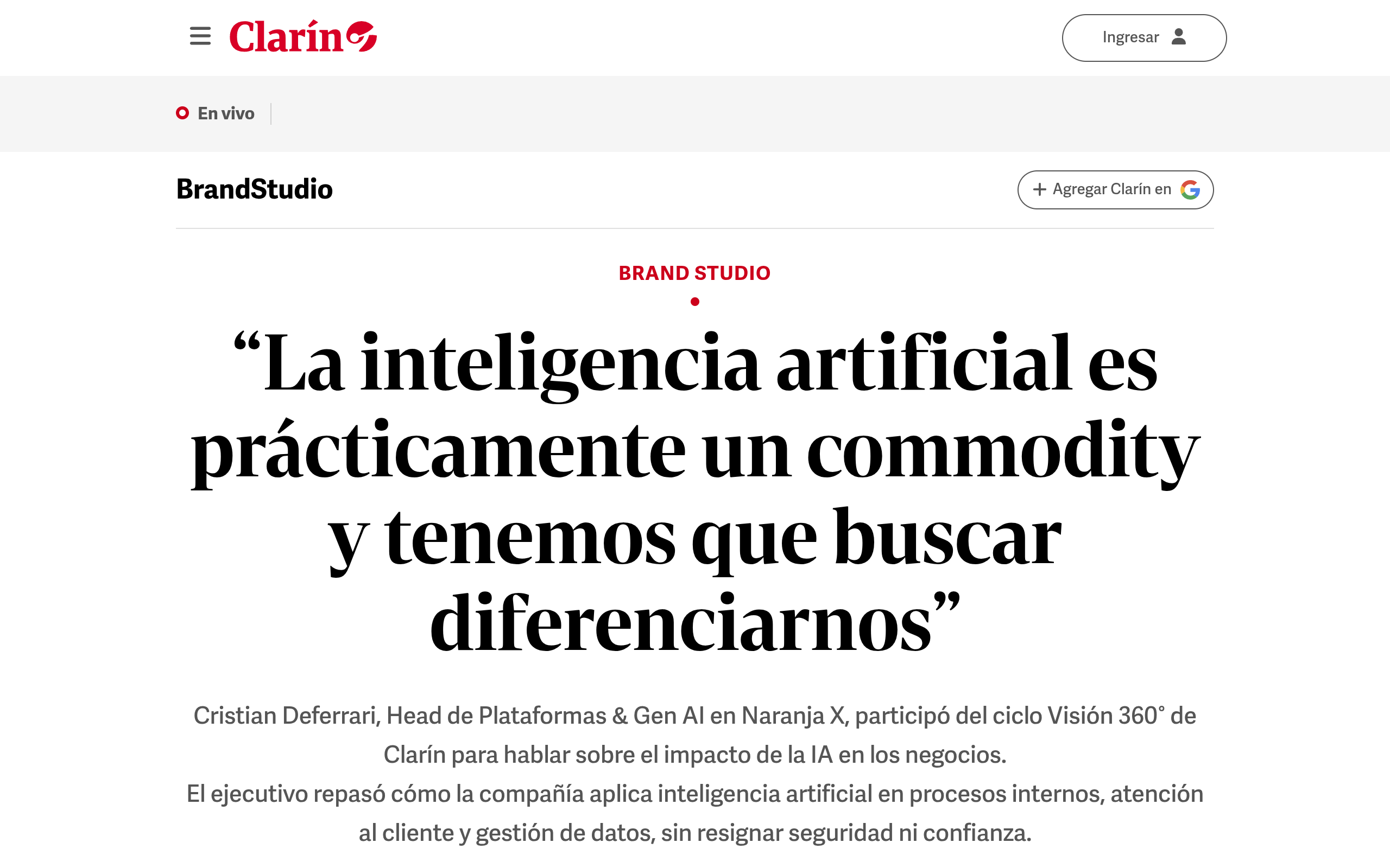 La IA se vuelve un commodity: la urgencia de diferenciarse