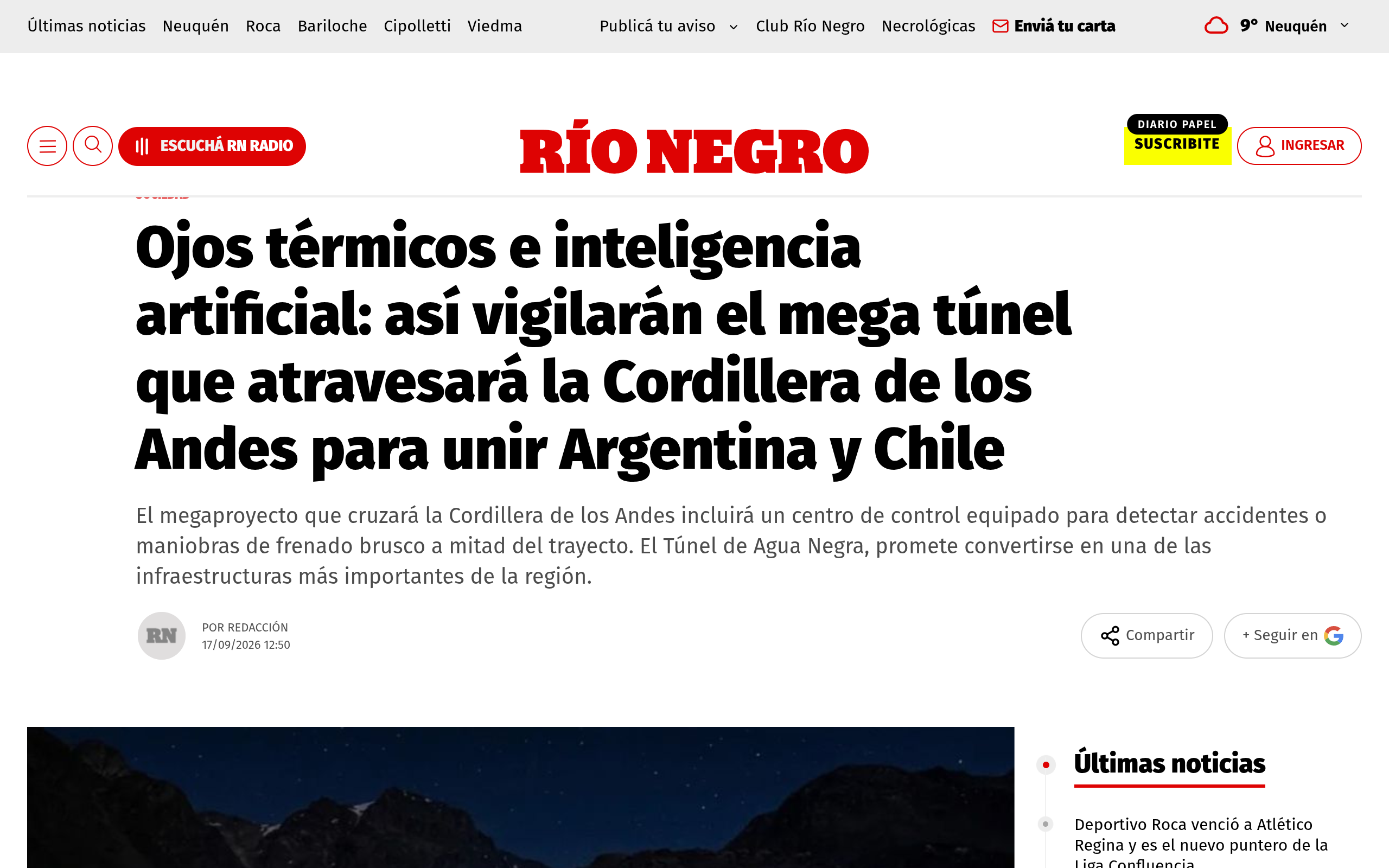 Ojos térmicos y IA vigilarán el nuevo túnel transandino