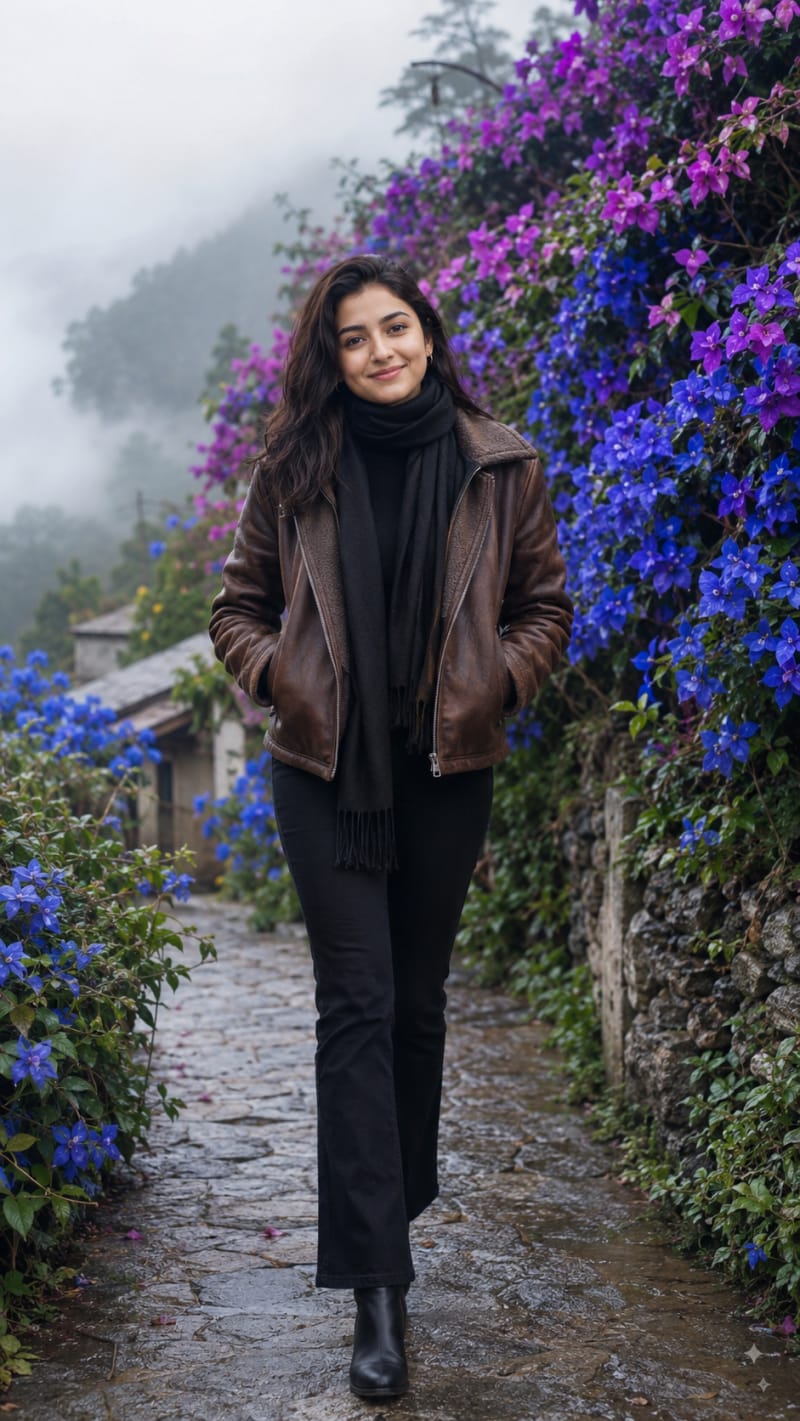 Lost in the mountain mist, found in my own vibe 🤎🌫️