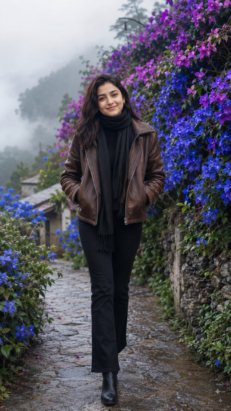 Lost in the mountain mist, found in my own vibe 🤎🌫️