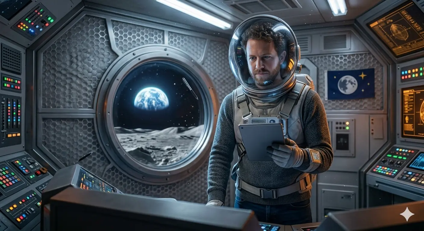 AI Output: Moon & Mars Space Base AI Image Prompt – Futuristic Astronaut Scene Transformation