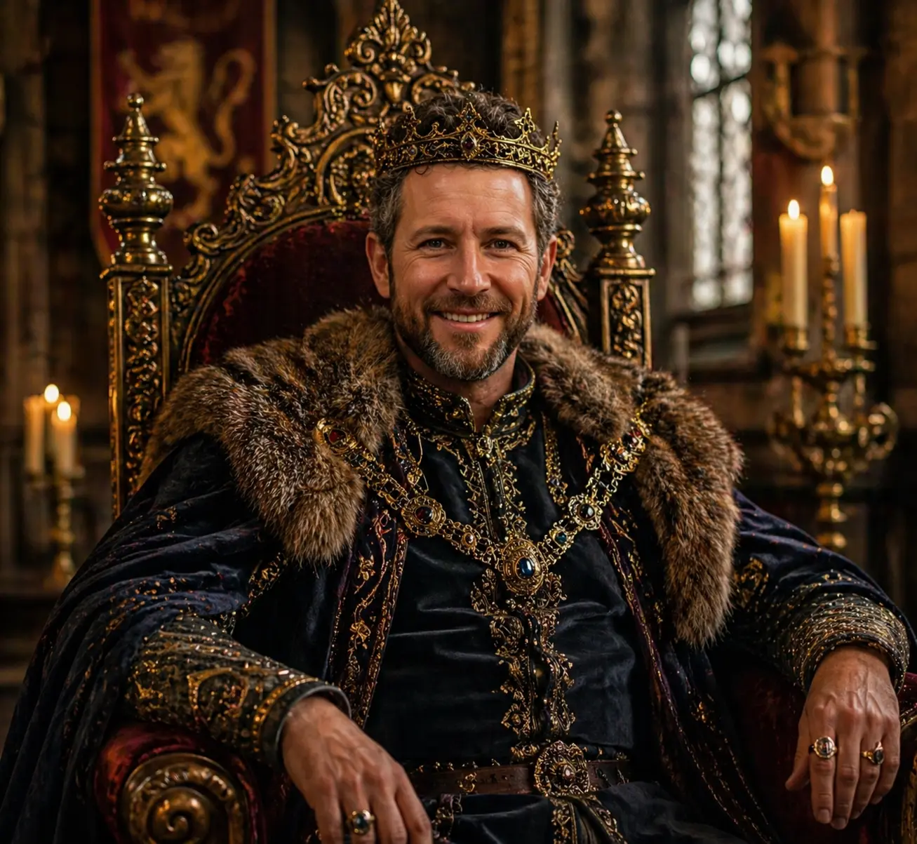 AI Output: Medieval Royal Portrait AI Prompt | Cinematic Kingdom Throne Room Fantasy Character (ChatGPT, Gemini AI)
