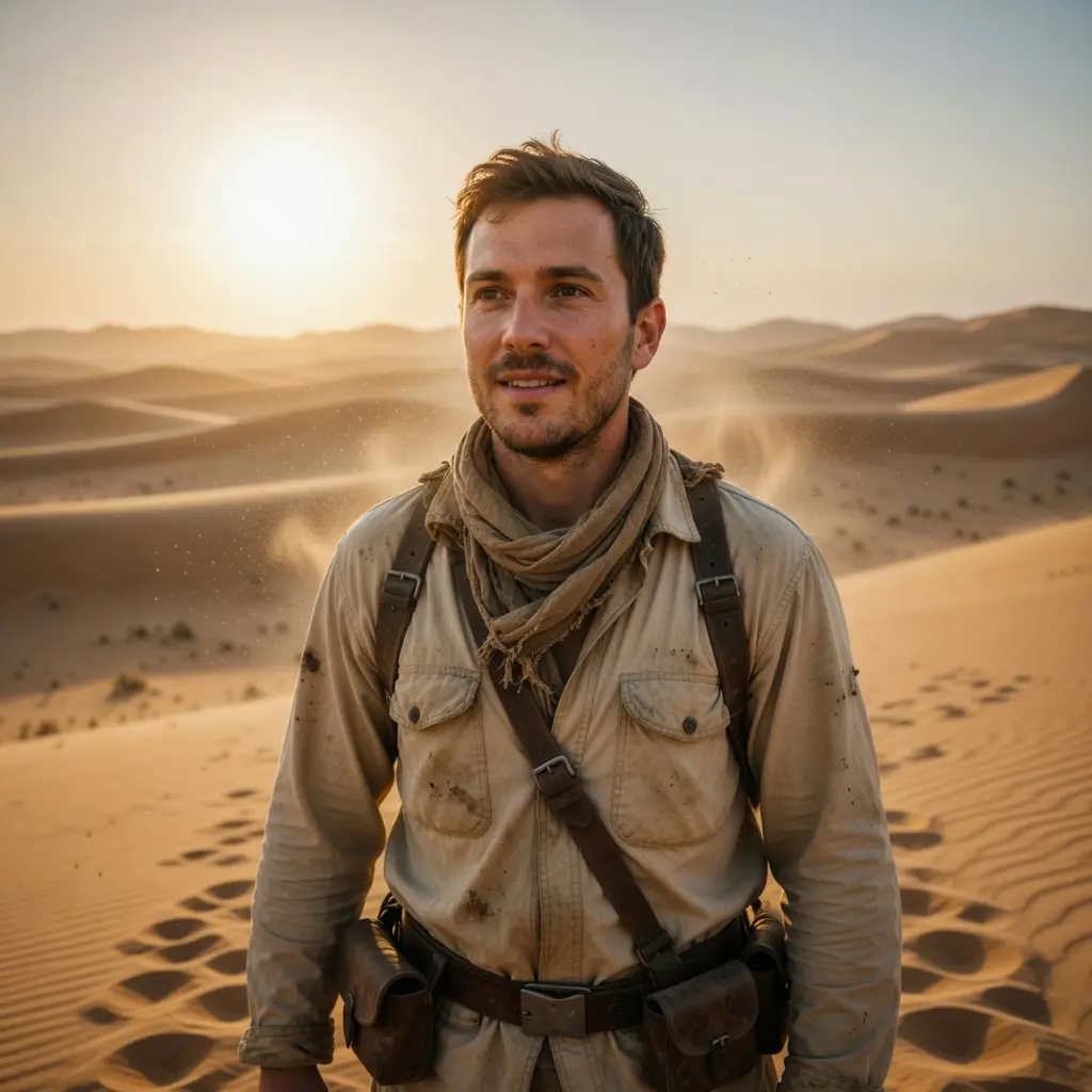 AI Output: Desert Explorer AI Image Prompt – Cinematic Adventure Portrait (ChatGPT & AI Art Generator)