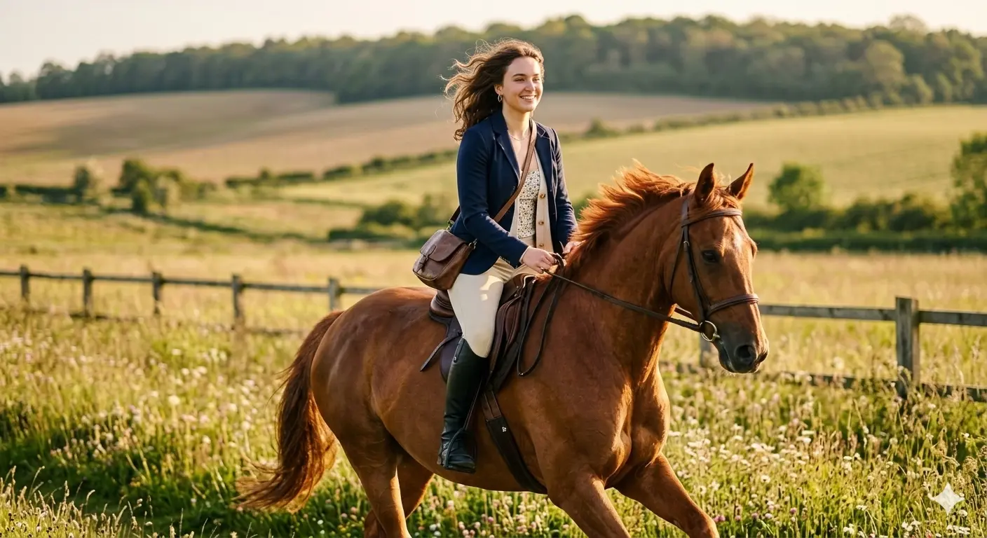 AI Output: Horse Riding Equestrian AI Image Prompt – Cinematic Countryside Rider Portrait