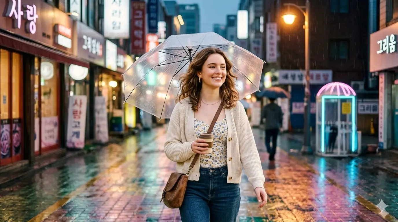 AI Output: K-Drama Cinematic AI Image Prompt – Emotional Realistic Seoul Drama Still