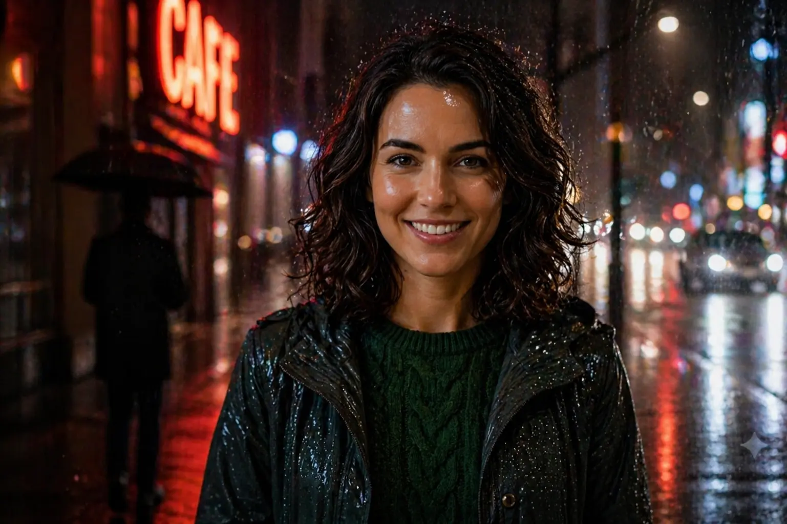 AI Output: Rainy Moody Cinematic Portrait AI Prompt – Urban Woman Rain Scene (GPT AI)