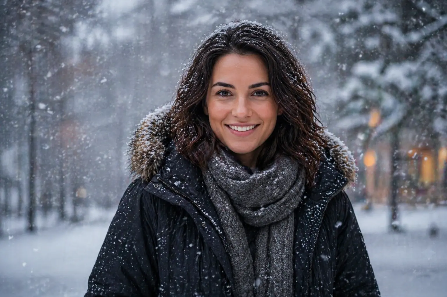 AI Output: Winter Snow Cinematic Portrait AI Prompt – Realistic Woman Cold Weather Scene (GPT AI)