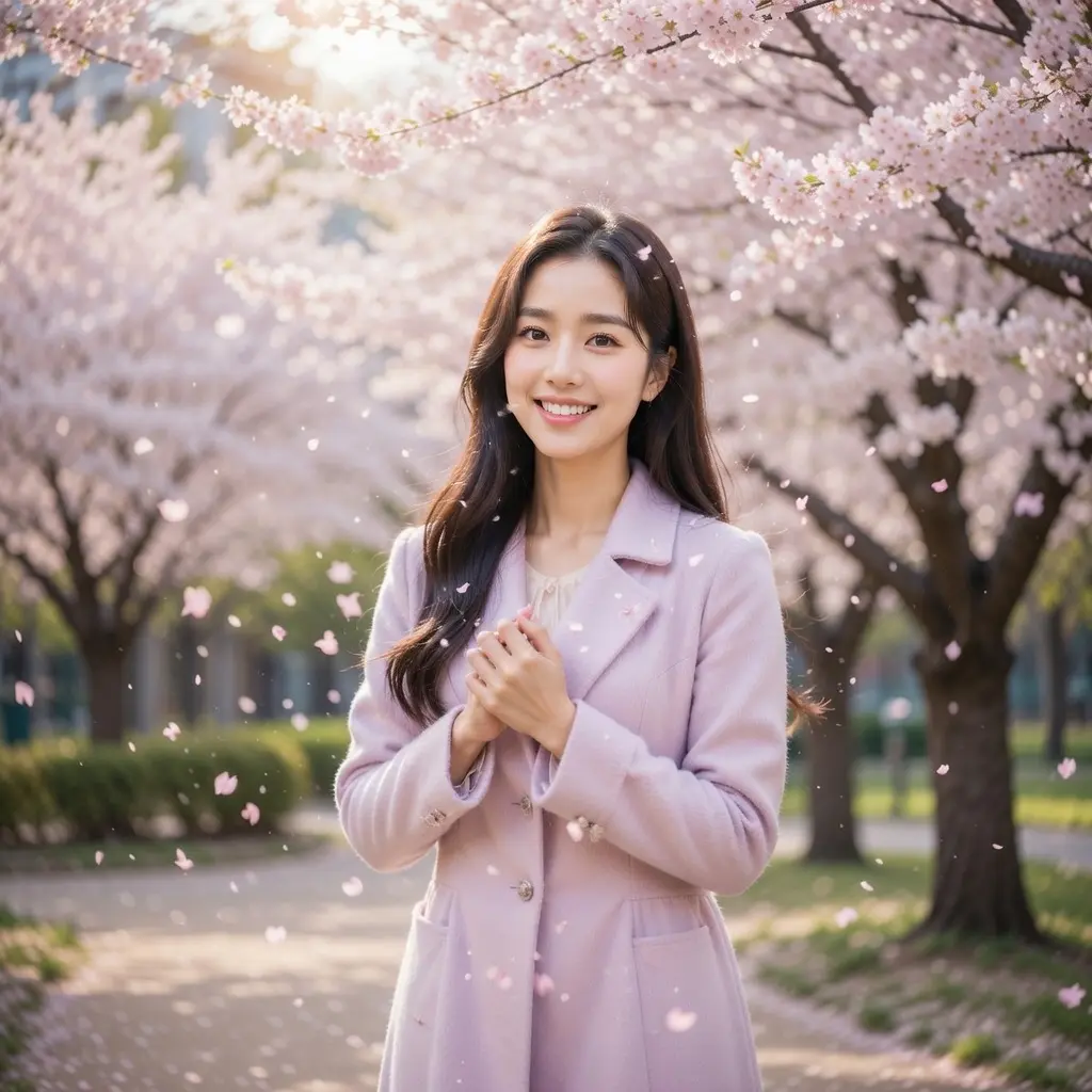 AI Output: Korean Spring Blossom AI Image Prompt – Cherry Blossom Aesthetic Portrait (ChatGPT & AI Generator)