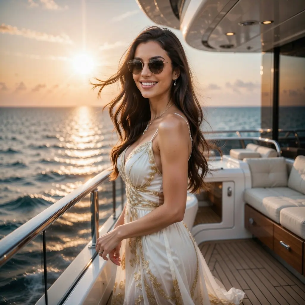 AI Output: Luxury Yacht Lifestyle AI Image Prompt – Sunset Yacht Portrait (ChatGPT & AI Generator)