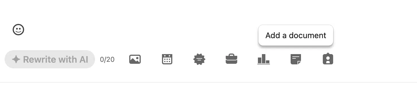 Add document icon on LinkedIn