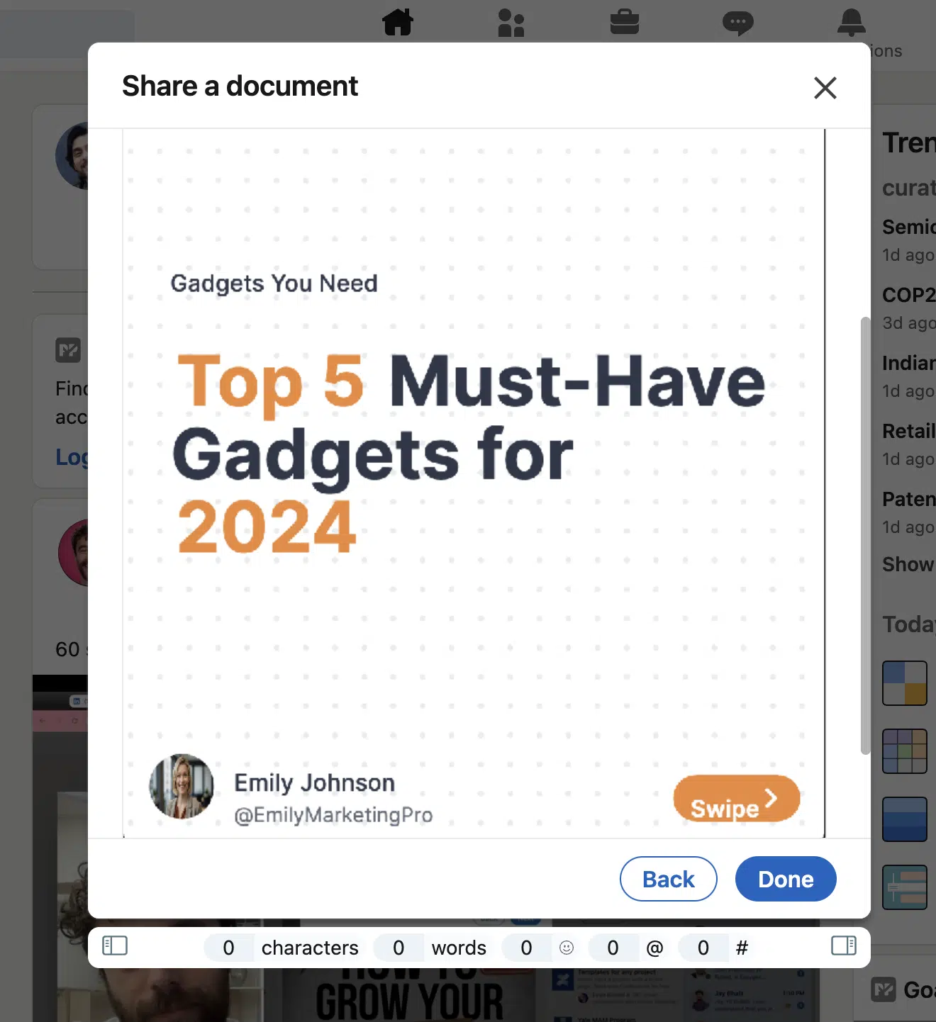 A complete design of carousel using postbold.com