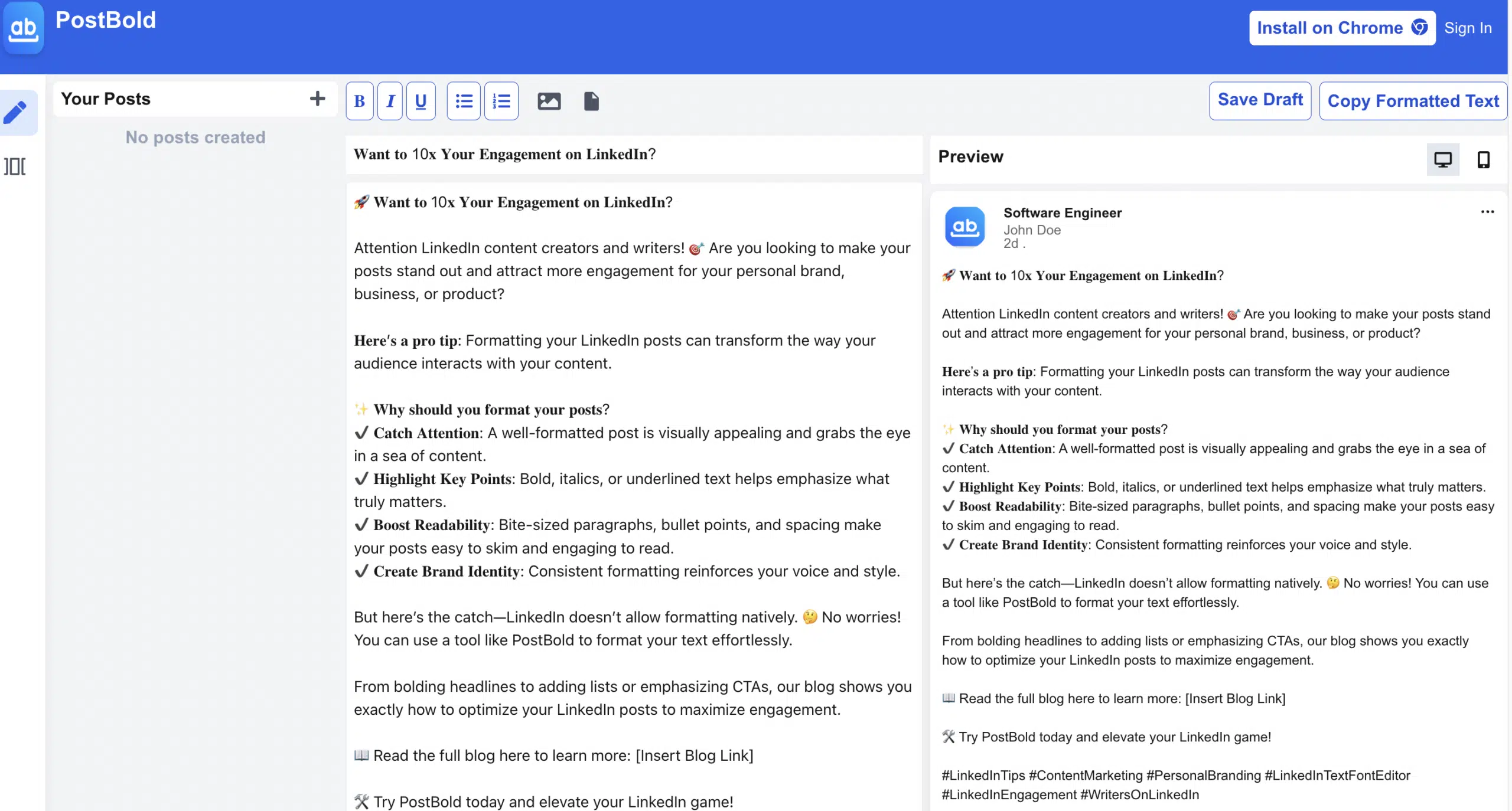 Linkedin text font editor to increase engagement