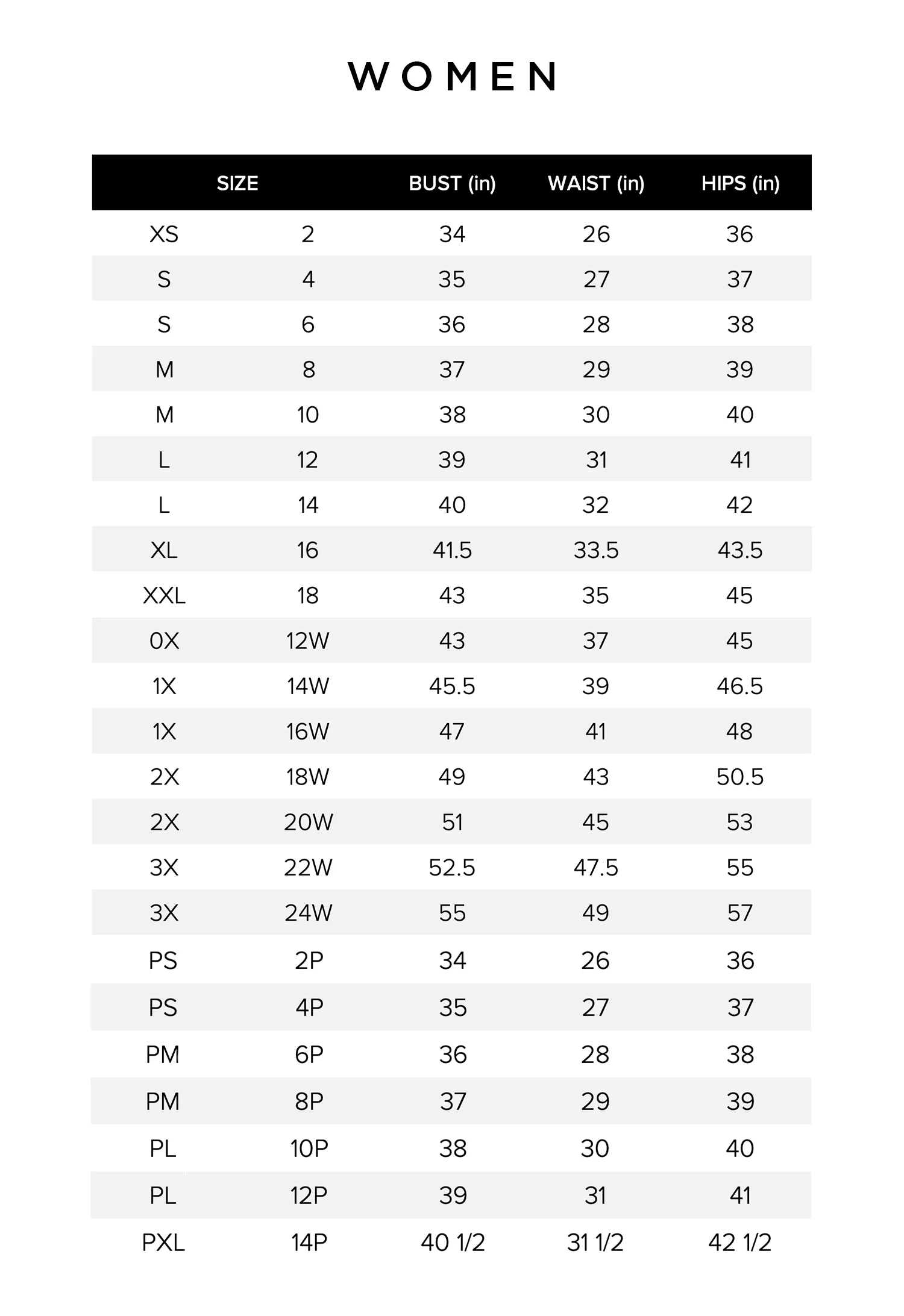 ROBEL Size Guide (in cm)