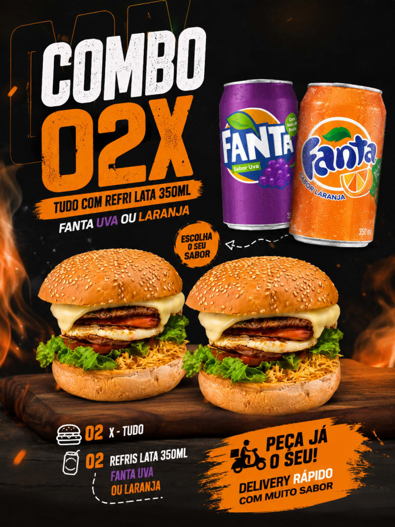 Combo X - Tudo + Refri Lata 350ml
