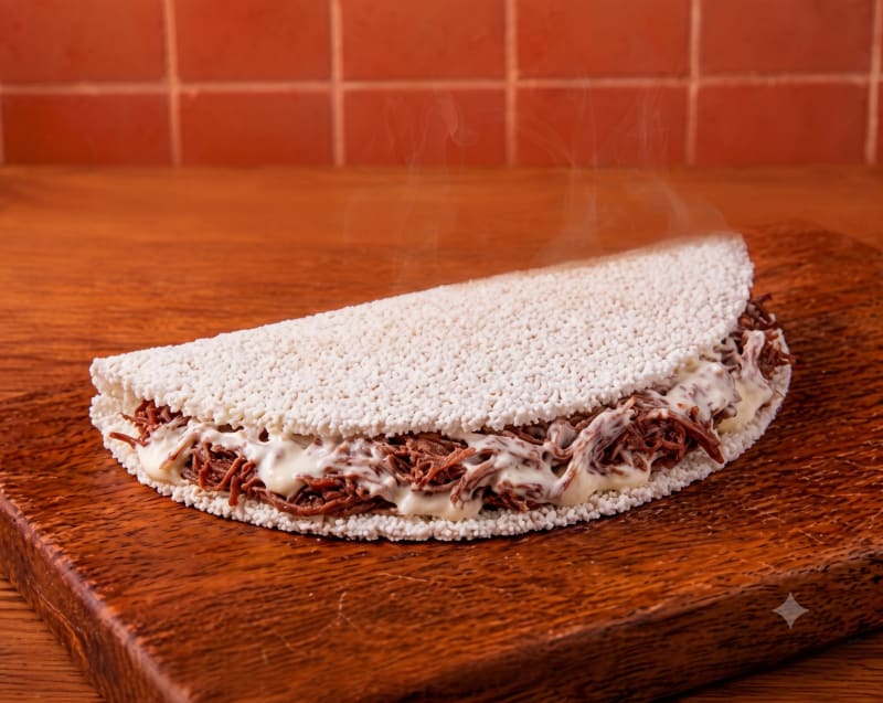 Tapioca De Carne de sol na nata