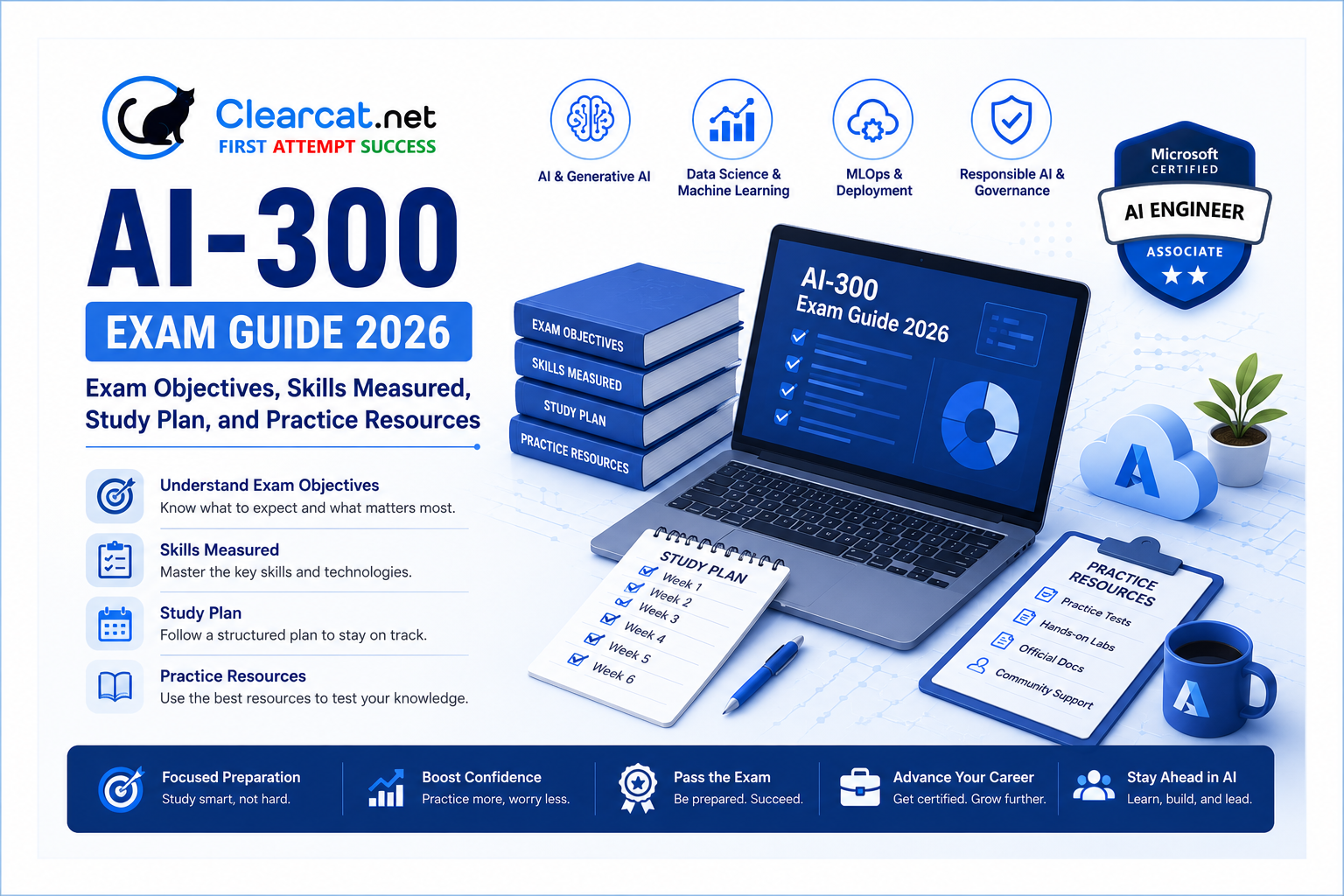 "AI-300 Exam Guide 2026: Exam Objectives, Skills Measured, Study Plan, and Practice Resources