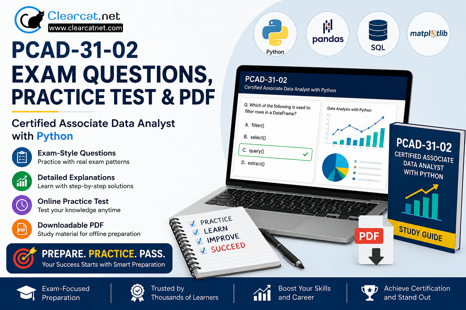 PCAD-31-02 Exam Questions, Practice Test & PDF | Certified Associate Data Analyst with Python