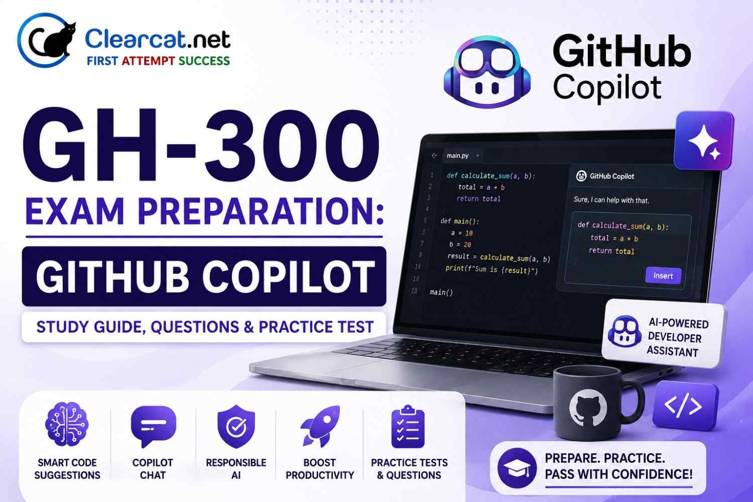 GH-300 Exam Preparation: GitHub Copilot Study Guide, Questions & Practice Test