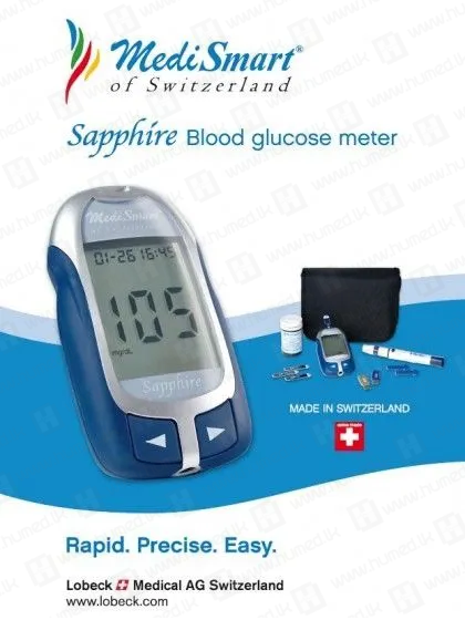Medismart Sapphire Glucose Monitoring Kit (Lifetime Warranty) 5 medismart glucometer sri lanka