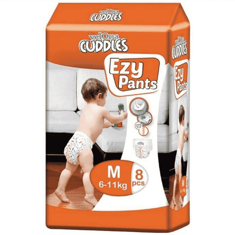 Velona Cuddles Ezy Pants Medium 8pcs - Easy 1 Velona Cuddles Ezy Pants Diapers Baby diapers sri lanka price best Baby Pasting, Large pasting, Velona cuddles, Velona medium