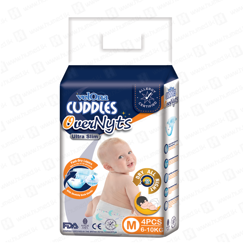 Velona Cuddles Looney Tunes Medium 4pcs - Reliable Slim Overnight 1 Looney Tunes Velona Cuddles Dry Diapers Baby diapers sri lanka price best Baby Pasting, Large pasting, Velona cuddles, Velona medium