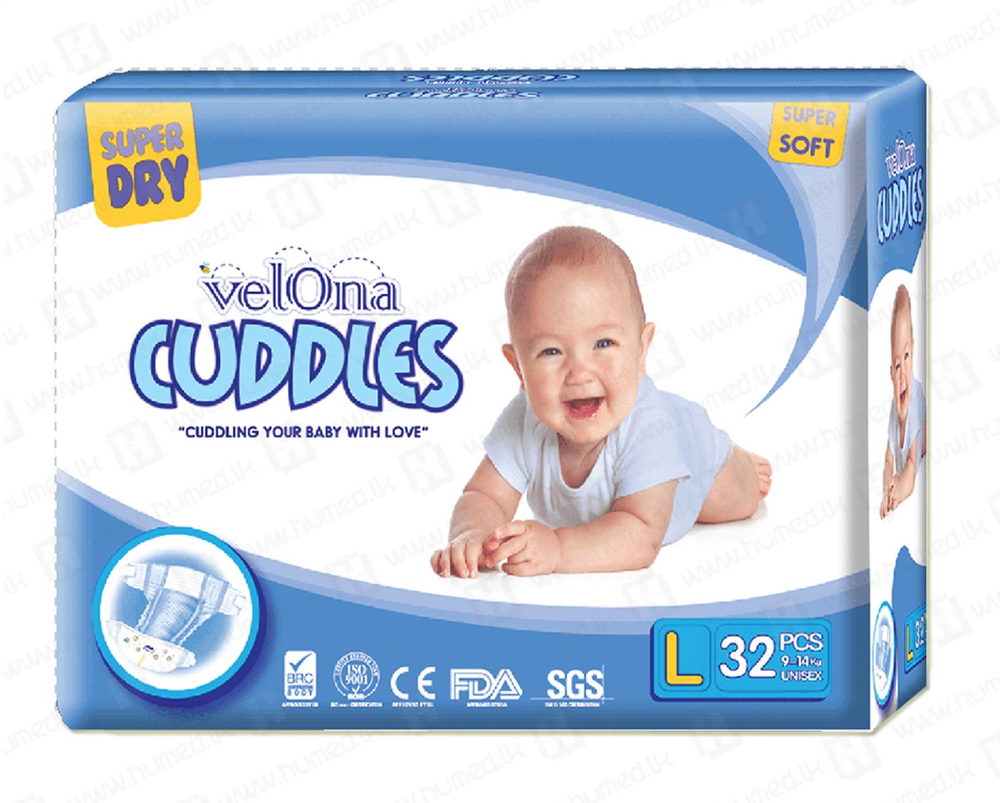 Velona Cuddles Classic Dry Diapers - Ultimate Comfort and Protection (32pcs, Large) 1 Baby diapers sri lanka price best Baby Pasting, Large pasting, Velona cuddles, Velona large