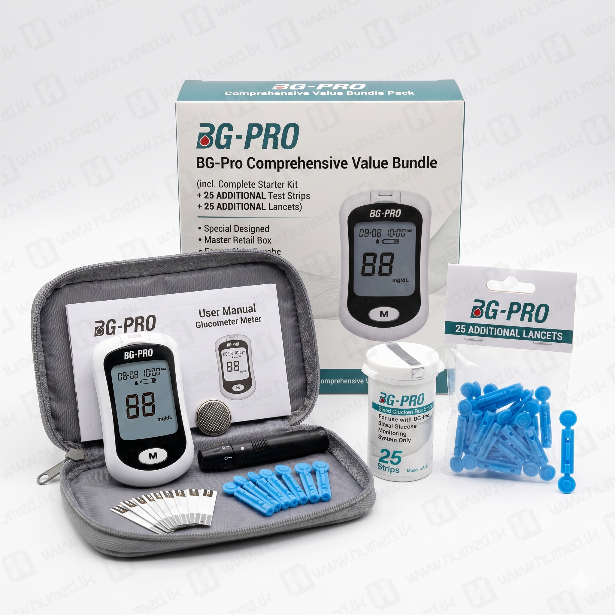 BG Pro Glucometer Bundle – Complete Home Monitoring Pack 1 bg pro bundle pack sri lanka