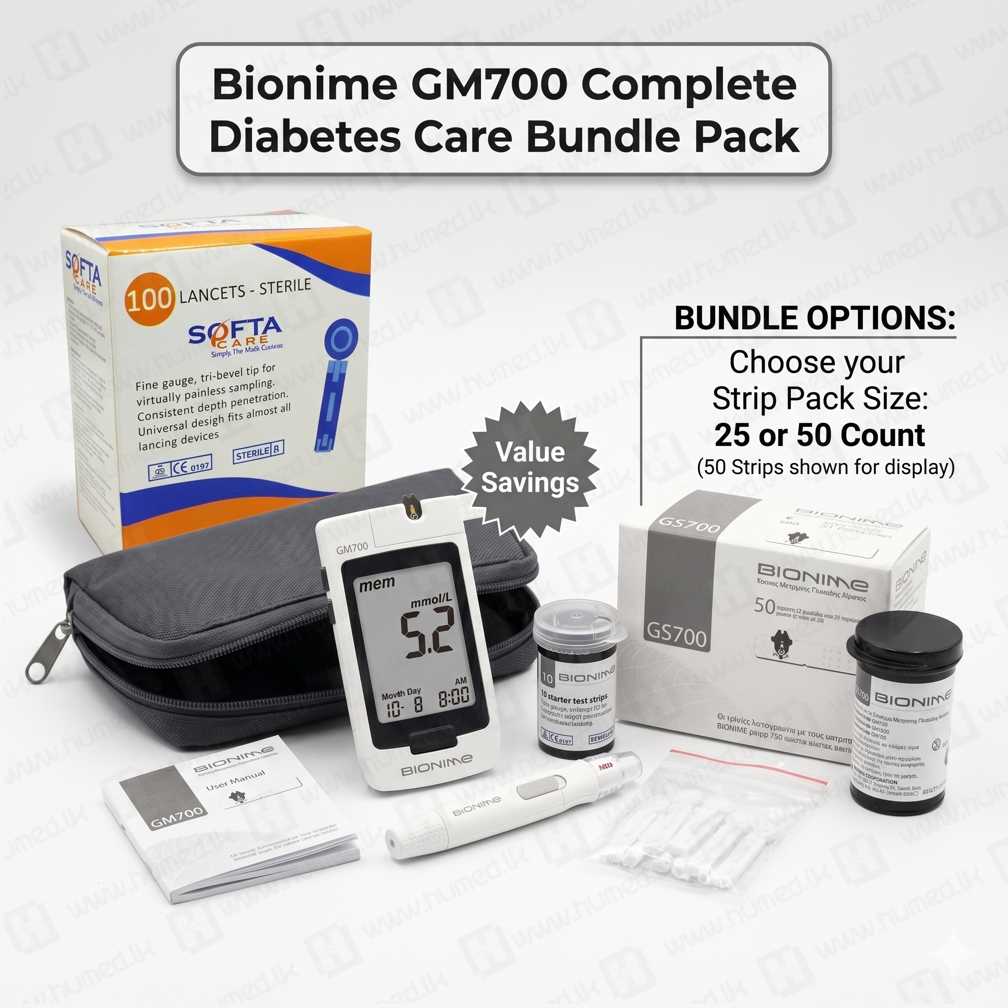 Bionime Glucometer Bundle – Complete Home Monitoring Pack 1 bionime glucometer bundle pack sri lanka diabetes care