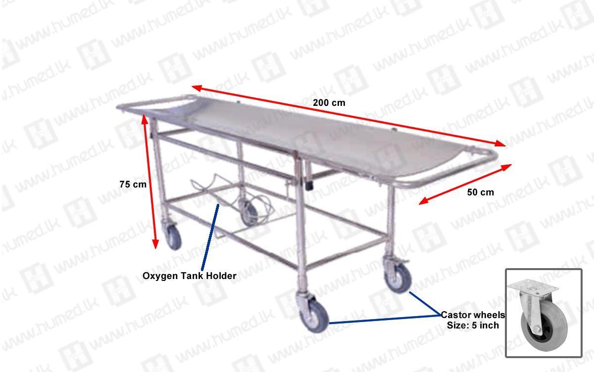 Patient Trolley with one oxygen holder - Hospital Furniture Image 3 | Buy Online Sri Lanka | Hu Med