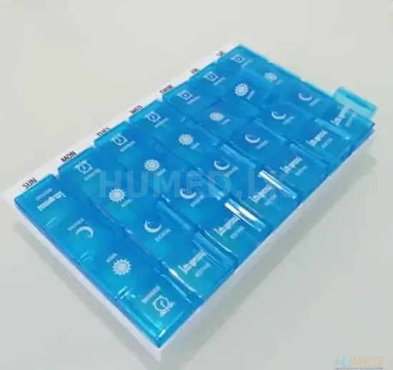 Four compartments daily pill organizer/storage blue colour - Health Accessories Image 2 | Buy Online Sri Lanka | Hu Med