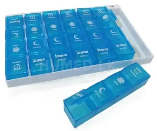Four compartments daily pill organizer/storage blue colour - Health Accessories | Buy Online Sri Lanka | Hu Med