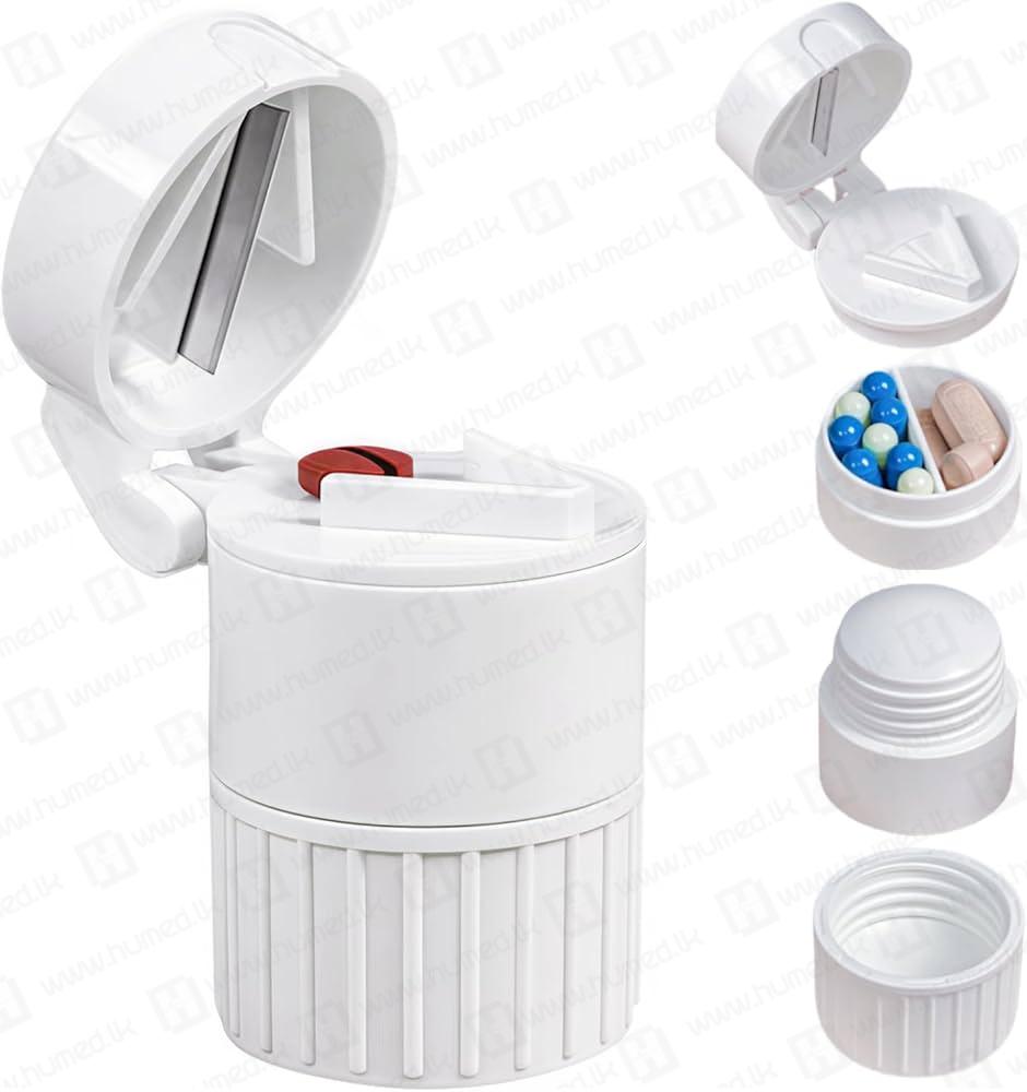 4-in-1 Pill Cutter, Crusher & Storage Box with Water Cup - First Aid | Buy Online Sri Lanka | Hu Med