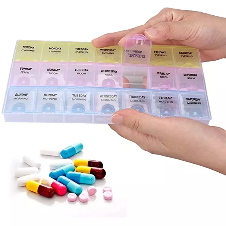 Three compartments daily pill organizer/storage multi colour - First Aid Image 2 | Buy Online Sri Lanka | Hu Med
