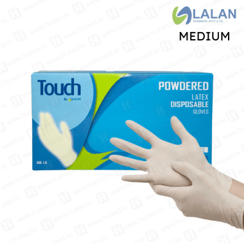 Lalan Latex Disposable Gloves - Powdered - Medium - 100pcs