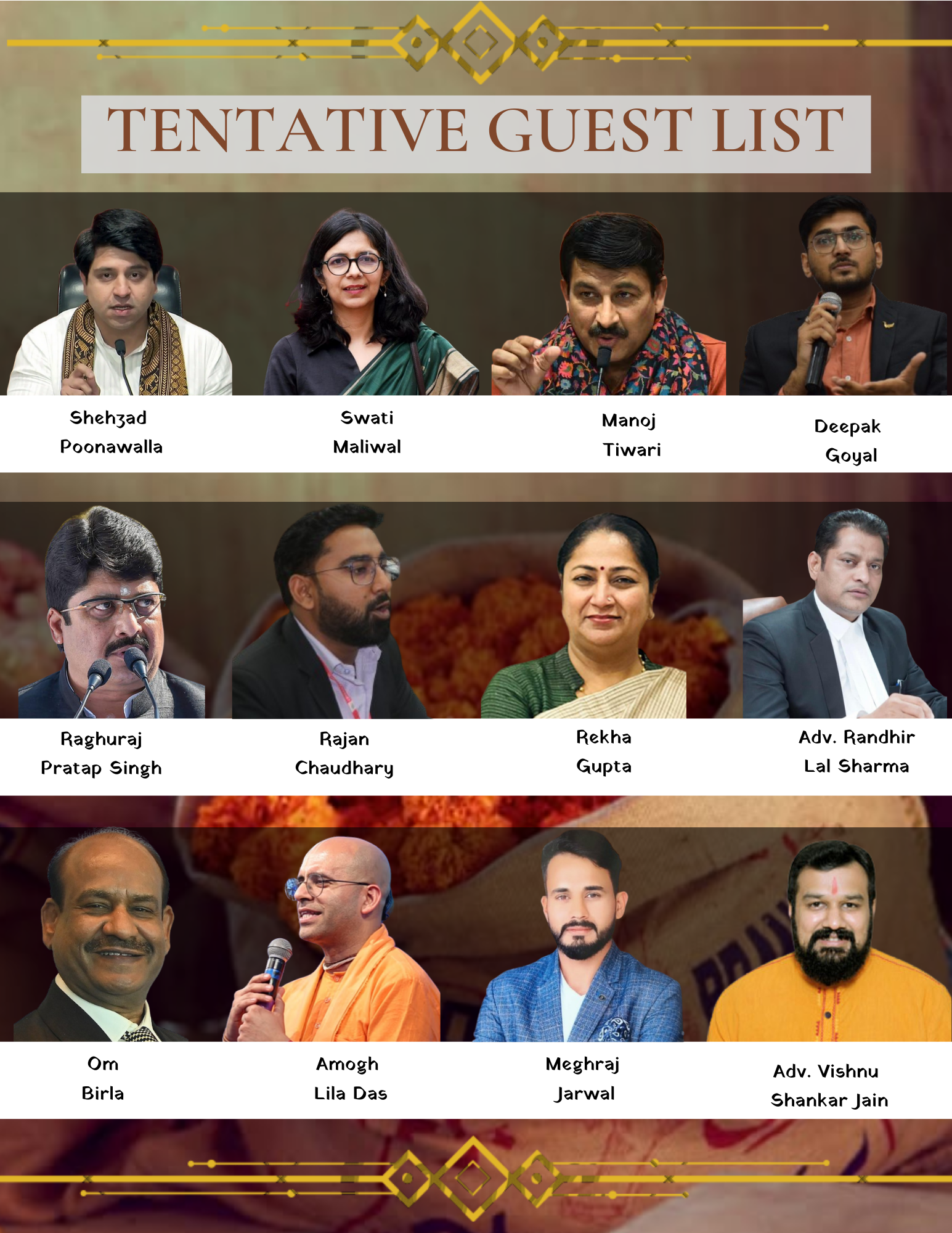 Rekha Gupta, Shehzaad Poonawalla, Swati Maliwal, Manoj Tiwari, Om Birls, Amogh Lila Das